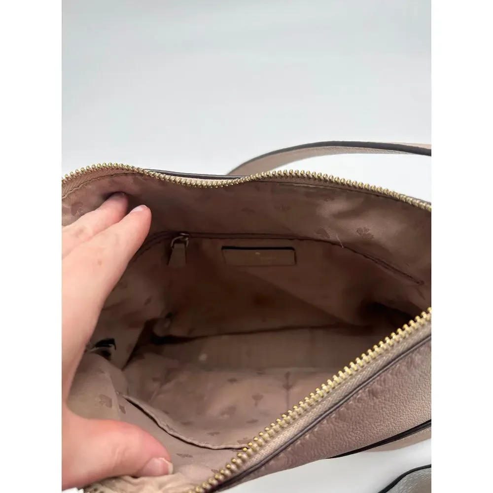 Kate Spade Bailey Pebbled Leather Shoulder Hobo Bag Neutral Purse Front Pockets